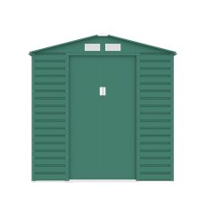 7x4 Lotus Hypnos Apex Metal Shed in Green - isolated front view