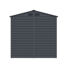 7x4 Lotus Hypnos Apex Metal Shed in Cold Grey - isolated back view