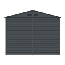 9x6 Lotus Hypnos Apex Metal Shed in Cold Grey - isolated back view