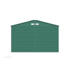 11'x10'5" Lotus Hypnos Apex Metal Shed in Green - isolated back view