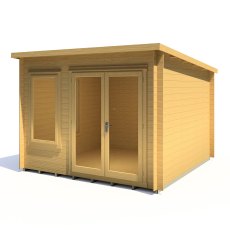 10x10 Shire Emneth Pent Log Cabin In 19mm Logs - isolated with left hand window