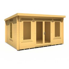 10Gx13 Shire Emneth Pent Log Cabin in 19mm Logs - isolated with windows and doors closed