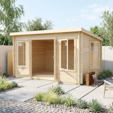 Shire Emneth 10x13 wooden log cabin with double doors and windows