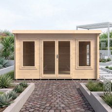 Shire Emneth 10x13 wooden log cabin front view