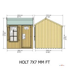 7 x 7 Shire Holt Shiplap Reverse Apex Shed - dimensions