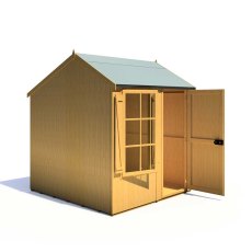 7 x 7 Shire Holt Shiplap Reverse Apex Shed - door and window open