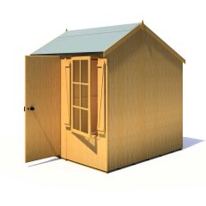 7 x 7 Shire Holt Shiplap Reverse Apex Shed - door open and located on the left hand side of the front width