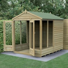 6x8 Forest 4LIfe Summerhouse Pressure Treated - insitu with doors open