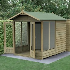 6x8 Forest 4LIfe Summerhouse Pressure Treated - insitu with doors open