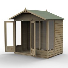 7x5 Forest 4LIfe Summerhouse Pressure Treated - isolated with doors open