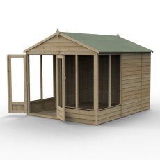 10x8 Forest 4LIfe Summerhouse Pressure Treated - isolated with doors open