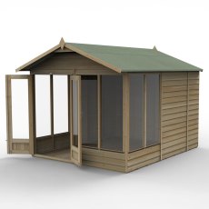 10x8 Forest 4LIfe Summerhouse Pressure Treated - isolated with doors open