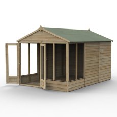12x8 Forest 4LIfe Summerhouse Pressure Treated - isolated with doors open