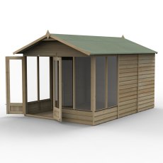 12x8 Forest 4LIfe Summerhouse Pressure Treated - isolated with doors open