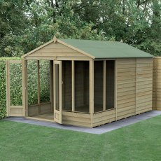 12x8 Forest 4LIfe Summerhouse Pressure Treated - insitu with doors open