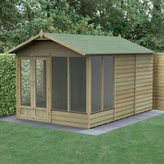 12x8 Forest 4LIfe Summerhouse Pressure Treated - insitu with doors open