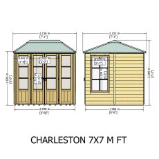 7 x 7 Shire Charleston Summerhouse with Hipped Roof - dimensions