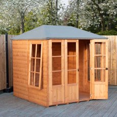 7 x 7 Shire Charleston Summerhouse with Hipped Roof - with one door open