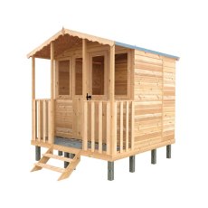 Shire Thornham 7x5 summerhouse angled side view showing timber cladding and roof