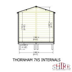 Shire Thornham 7x5 summerhouse internal side elevation diagram with dimensions