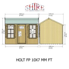 10 x 7 Shire Holt Shiplap Reverse Apex Shed - dimensions