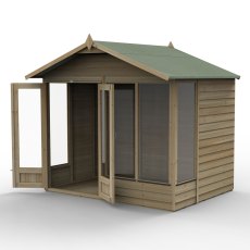 8x6 Forest 4LIfe Summerhouse Pressure Treated - isolated with doors open