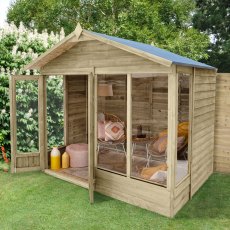 8x6 Forest 4LIfe Summerhouse Pressure Treated - insitu with doors open