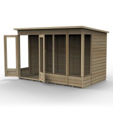 10x6 Forest 4LIfe Summerhouse Pressure Treated - isolated with doors open