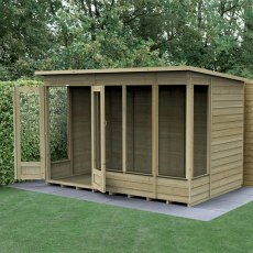 10x6 Forest 4LIfe Summerhouse Pressure Treated - insitu with doors open