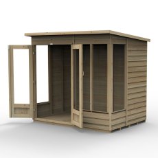 7x5 Forest 4LIfe Summerhouse Pressure Treated - isolated with doors open