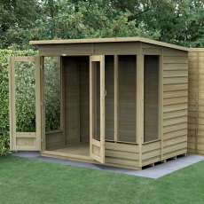 7x5 Forest 4LIfe Summerhouse Pressure Treated - insitu with doors open