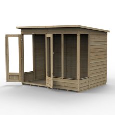 8x6 Forest 4LIfe Summerhouse Pressure Treated - isolated with doors open