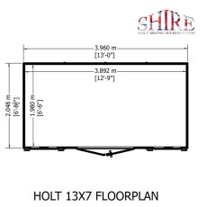 13 x 7 Shire Holt Shiplap Reverse Apex Shed - floor plan