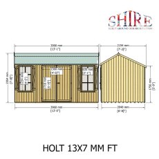 13 x 7 Shire Holt Shiplap Reverse Apex Shed - dimensions