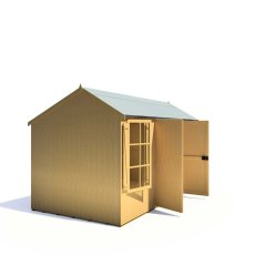 13 x 7 Shire Holt Shiplap Reverse Apex Shed - left hand side view with doors open