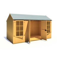 13 x 7 Shire Holt Shiplap Reverse Apex Shed - front view with doors open