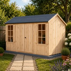 13 x 7 Shire Holt Shiplap Reverse Apex Shed - in situ, angle view