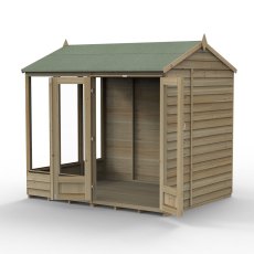8x6 Forest 4LIfe Reverse Apex Summerhouse Pressure Treated - isolated with doors open