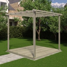 8 X 8 Shire Ivy Pergola Kit With Decking - Pressure Treated - in situ, angle