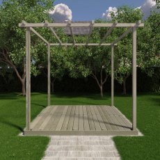 8 X 8 Shire Ivy Pergola Kit With Decking - Pressure Treated - in situ, front
