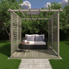 8 x 8 Shire Ivy Pergola Kit With Sides & Decking - in situ, front view