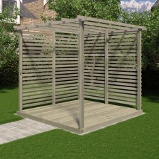 8 x 8 Shire Ivy Pergola Kit With Sides & Decking - in situ, angle view