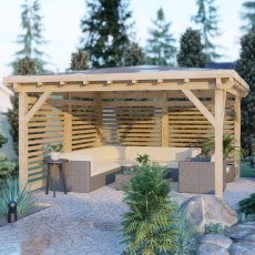 13x13 Shire Uma Pergola - Pressure Treated - in situ, angle view, lhs