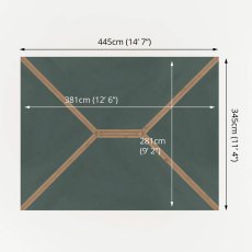 3m x 4m Mercia Pressure Treated Gazebo With Framed Rails - Footprint