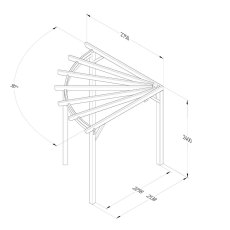 9x9 Forest Premium Radial Wooden Garden Corner Pergola - dimensions