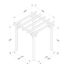 8x8 Forest Premium Ultima Wooden Garden Pergola - dimensions