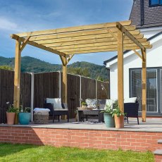 12x12 Forest Premium Ultima Wooden Garden Pergola - displayed on patio area