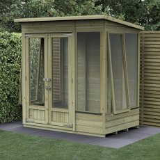 6x4 Forest Beckwood Pent Summerhouse with Double Doors - 25yr Guarantee - 2 opening window