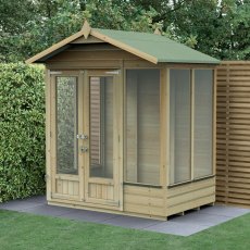 6ft x 4ft Forest Beckwood Summerhouse Pressure Treated - insitu with doors open