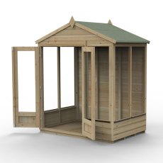 6ft x 4ft Forest Beckwood Summerhouse Pressure Treated - isolated with doors open